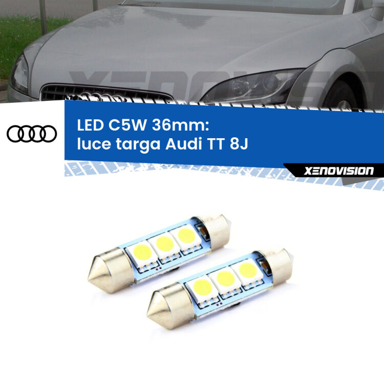0 Luce Targa LED c5w 36mm Audi TT 8J 2006 - 2014 (Coppia) <strong>Luce Targa LED per Audi TT</strong> 8J 2006 - 2014. Coppia lampade <strong>C5W</strong> 36mm estremamente longeve.
