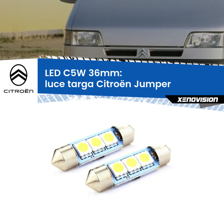 0 Luce Targa LED c5w 36mm Citroën Jumper  1994 - 1999 (Coppia) <strong>Luce Targa LED per Citroën Jumper</strong>  1994 - 1999. Coppia lampade <strong>C5W</strong> 36mm estremamente longeve.
