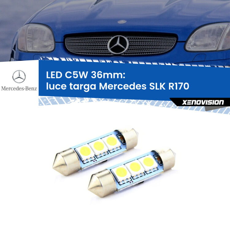 0 Luce Targa LED c5w 36mm Mercedes SLK R170 1996 - 2004 (Coppia) <strong>Luce Targa LED per Mercedes SLK</strong> R170 1996 - 2004. Coppia lampade <strong>C5W</strong> 36mm estremamente longeve.