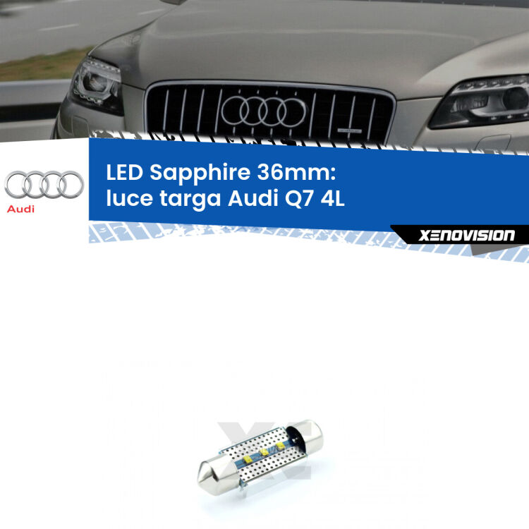 <strong>LED luce targa 36mm per Audi Q7</strong> 4L 2006 - 2012. Lampade <strong>c5W</strong> modello Sapphire Xenovision con chip led Philips.