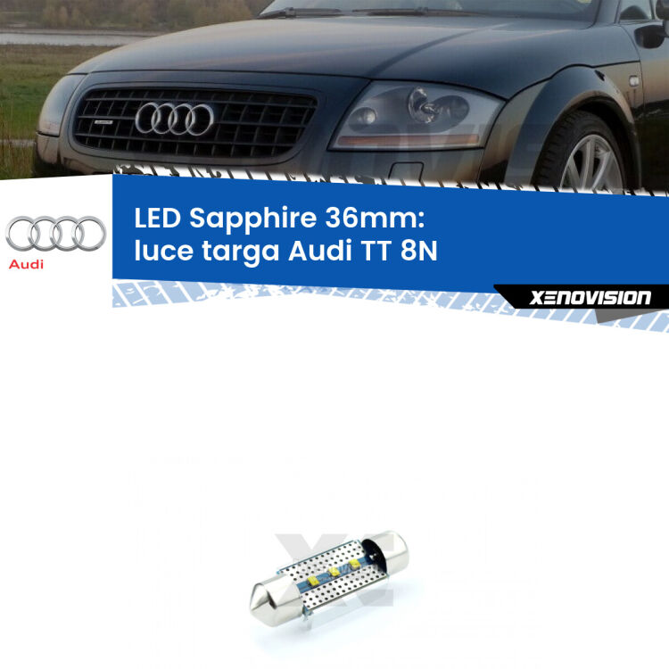 <strong>LED luce targa 36mm per Audi TT</strong> 8N 1998 - 2006. Lampade <strong>c5W</strong> modello Sapphire Xenovision con chip led Philips.