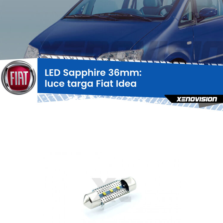 <strong>LED luce targa 36mm per Fiat Idea</strong>  2003 - 2015. Lampade <strong>c5W</strong> modello Sapphire Xenovision con chip led Philips.