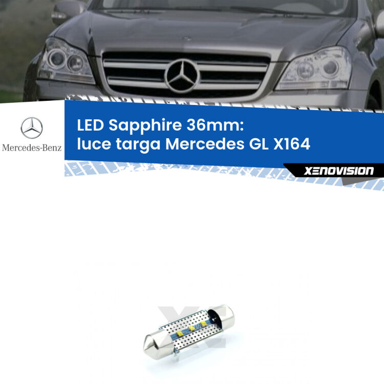 <strong>LED luce targa 36mm per Mercedes GL</strong> X164 2006 - 2012. Lampade <strong>c5W</strong> modello Sapphire Xenovision con chip led Philips.