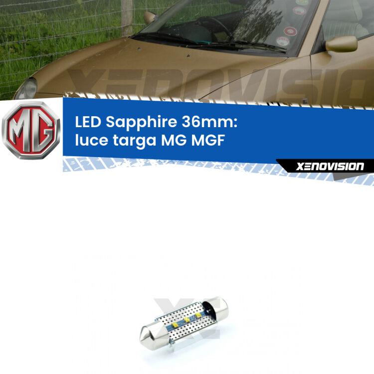 <strong>LED luce targa 36mm per MG MGF</strong>  1995 - 2002. Lampade <strong>c5W</strong> modello Sapphire Xenovision con chip led Philips.