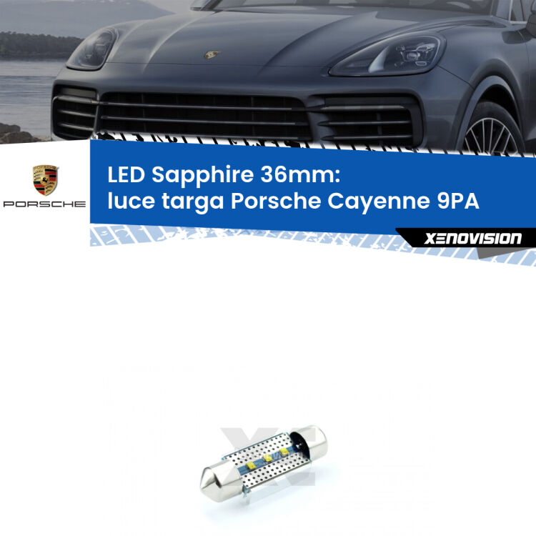 <strong>LED luce targa 36mm per Porsche Cayenne</strong> 9PA 2002 - 2010. Lampade <strong>c5W</strong> modello Sapphire Xenovision con chip led Philips.