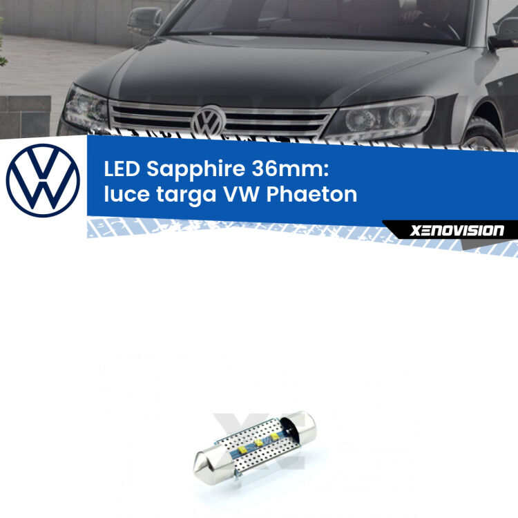 <strong>LED luce targa 36mm per VW Phaeton</strong>  2002 - 2016. Lampade <strong>c5W</strong> modello Sapphire Xenovision con chip led Philips.