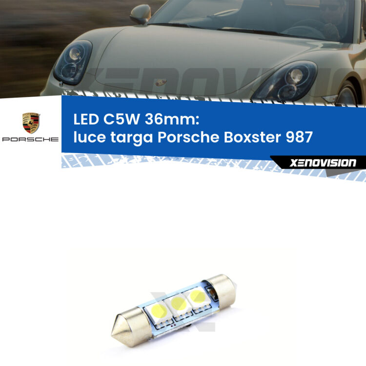 LED Luce Targa Porsche Boxster 987 2004 - 2012. Una lampadina led innesto C5W 36mm canbus estremamente longeva.