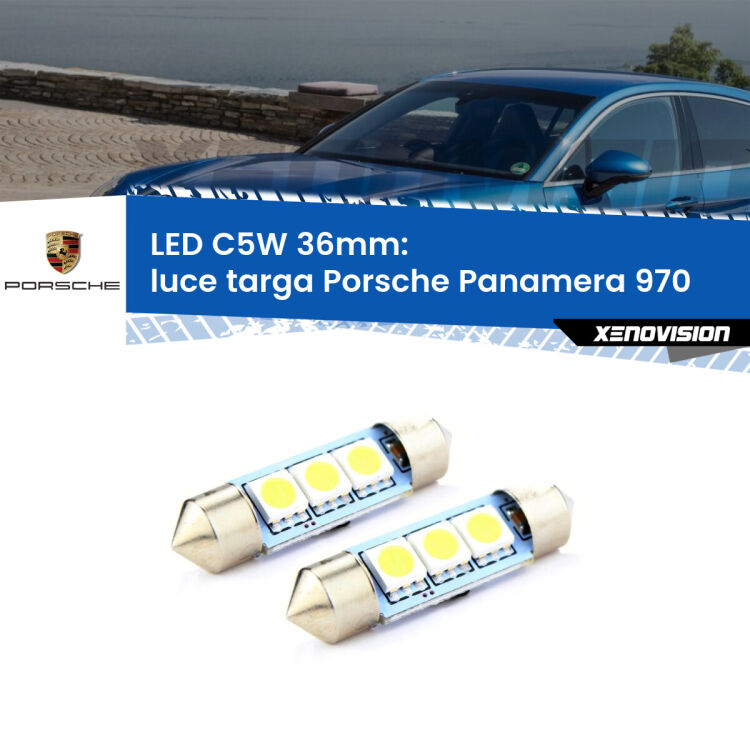 0 Luce Targa LED c5w 36mm Porsche Panamera 970 2009 - 2016 (Coppia) <strong>Luce Targa LED per Porsche Panamera</strong> 970 2009 - 2016. Coppia lampade <strong>C5W</strong> 36mm estremamente longeve.