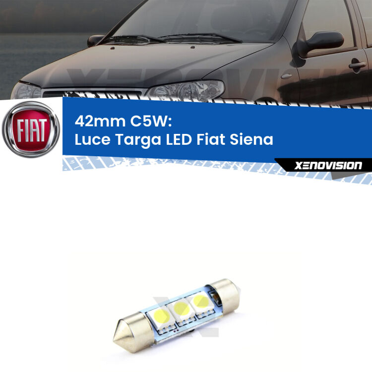 Lampadina eccezionalmente duratura, canbus e luminosa. C5W 42mm perfetto per Luce Targa LED Fiat Siena  1996 - 2012<br />.