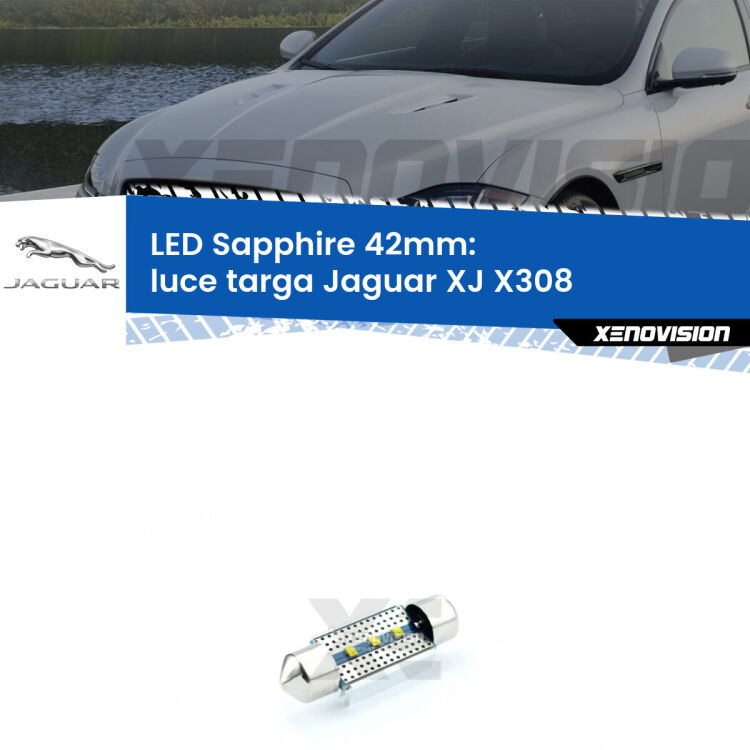 <strong>LED luce targa 42mm per Jaguar XJ</strong> X308 1997 - 2003. Lampade <strong>c5W</strong> modello Sapphire Xenovision con chip led Philips.