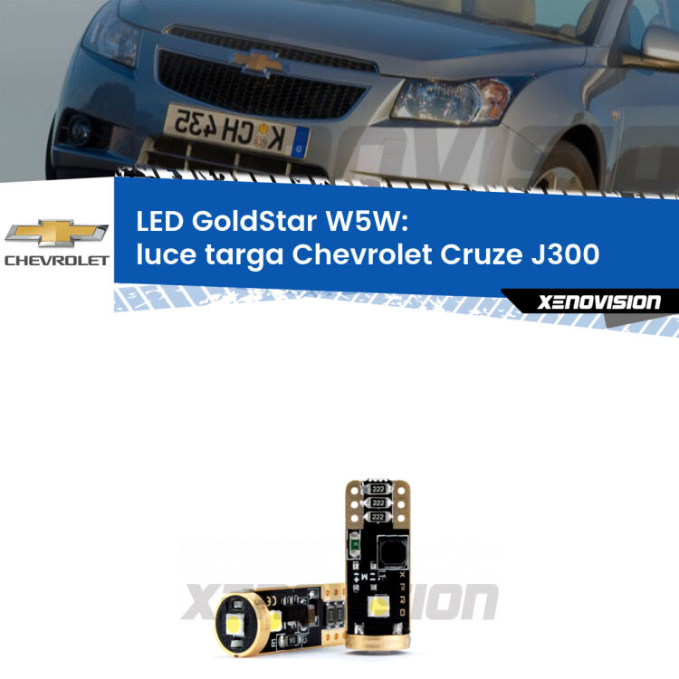 <strong>Luce Targa LED Chevrolet Cruze</strong> J300 2009 - 2019: ottima luminosità a 360 gradi. Si inseriscono ovunque. Canbus, Top Quality.