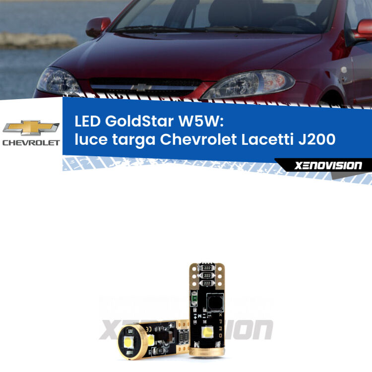 <strong>Luce Targa LED Chevrolet Lacetti</strong> J200 2002 - 2009: ottima luminosità a 360 gradi. Si inseriscono ovunque. Canbus, Top Quality.