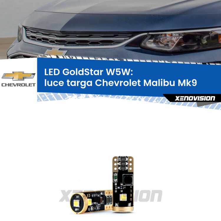 <strong>Luce Targa LED Chevrolet Malibu</strong> Mk9 2016 in poi: ottima luminosità a 360 gradi. Si inseriscono ovunque. Canbus, Top Quality.