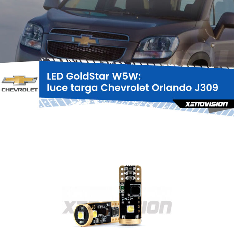 <strong>Luce Targa LED Chevrolet Orlando</strong> J309 2011 - 2019: ottima luminosità a 360 gradi. Si inseriscono ovunque. Canbus, Top Quality.