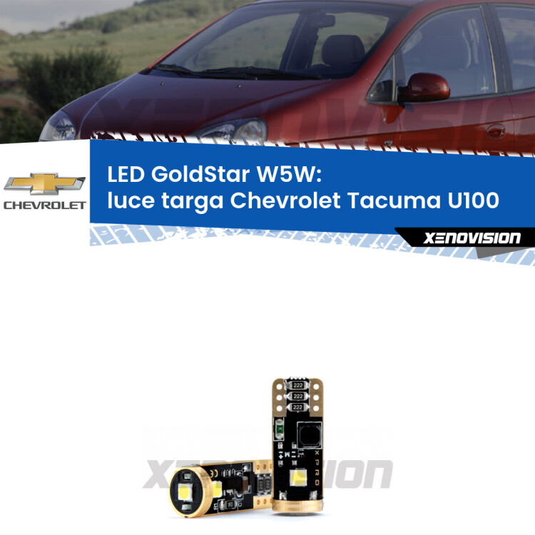 <strong>Luce Targa LED Chevrolet Tacuma</strong> U100 2005 - 2008: ottima luminosità a 360 gradi. Si inseriscono ovunque. Canbus, Top Quality.