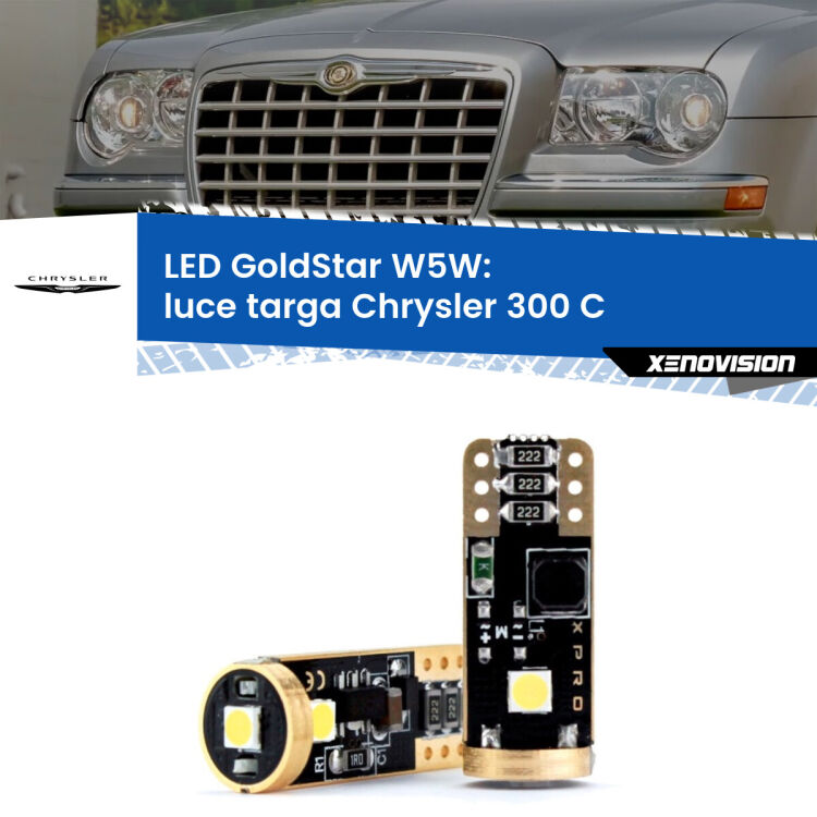 0 Luce Targa LED Chrysler 300 C  2004 - 2012: T10 GoldStar <strong>Luce Targa LED Chrysler 300 C</strong>  2004 - 2012: ottima luminosità a 360 gradi. Si inseriscono ovunque. Canbus, Top Quality.