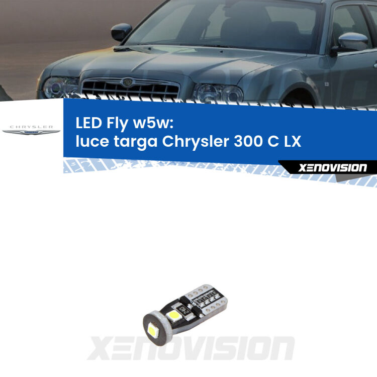 <strong>luce targa LED per Chrysler 300 C</strong> LX 2004 - 2012. Coppia lampadine <strong>w5w</strong> Canbus compatte modello Fly Xenovision.