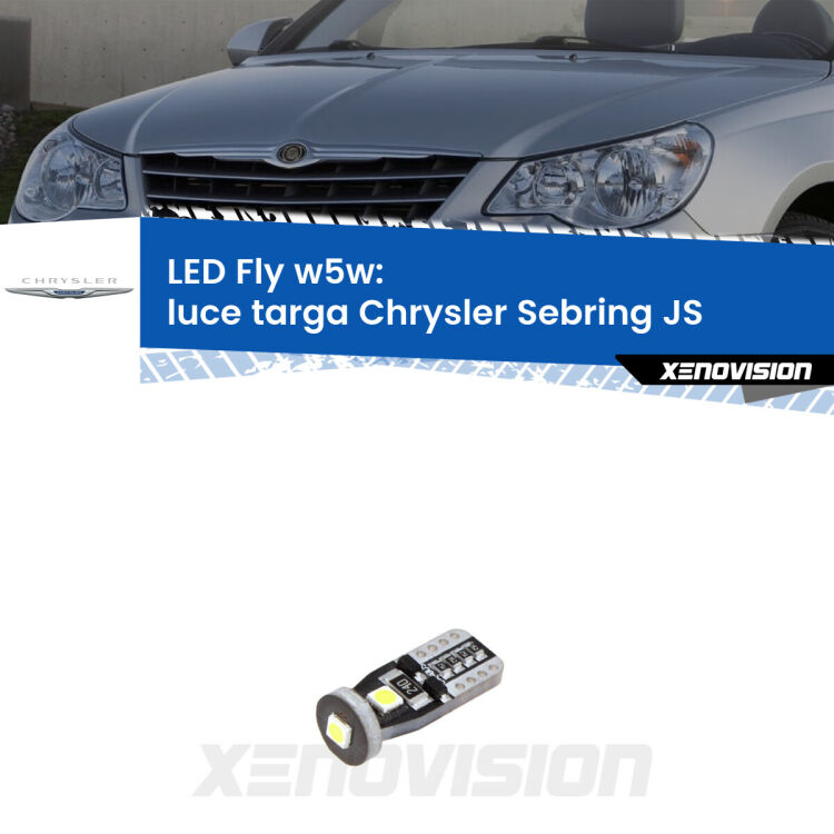 <strong>luce targa LED per Chrysler Sebring</strong> JS 2007 - 2010. Coppia lampadine <strong>w5w</strong> Canbus compatte modello Fly Xenovision.