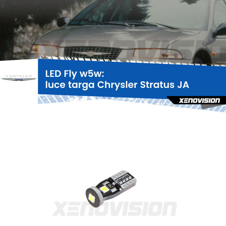 <strong>luce targa LED per Chrysler Stratus</strong> JA 1995 - 2001. Coppia lampadine <strong>w5w</strong> Canbus compatte modello Fly Xenovision.