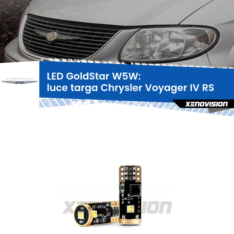 <strong>Luce Targa LED Chrysler Voyager IV</strong> RS 2000 - 2007: ottima luminosità a 360 gradi. Si inseriscono ovunque. Canbus, Top Quality.