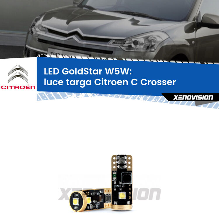<strong>Luce Targa LED Citroen C Crosser</strong>  2007 - 2012: ottima luminosità a 360 gradi. Si inseriscono ovunque. Canbus, Top Quality.
