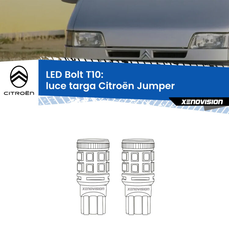 0 Luce Targa LED Citroën Jumper 1999 - 2002: T10 Bolt <strong>Luce Targa LED per Citroën Jumper</strong> 1999 - 2002. Coppia lampade <strong>T10</strong> modello Bolt canbus.