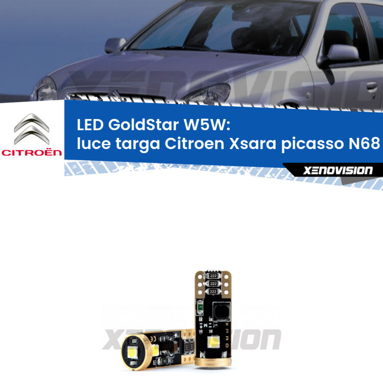 <strong>Luce Targa LED Citroen Xsara picasso</strong> N68 1999 - 2012: ottima luminosità a 360 gradi. Si inseriscono ovunque. Canbus, Top Quality.