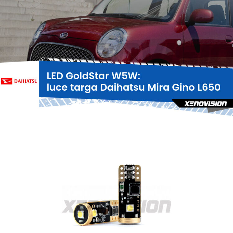 <strong>Luce Targa LED Daihatsu Mira Gino</strong> L650 2004 - 2009: ottima luminosità a 360 gradi. Si inseriscono ovunque. Canbus, Top Quality.
