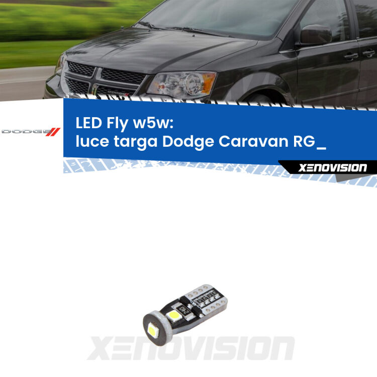 <strong>luce targa LED per Dodge Caravan</strong> RG_ 2000 - 2007. Coppia lampadine <strong>w5w</strong> Canbus compatte modello Fly Xenovision.