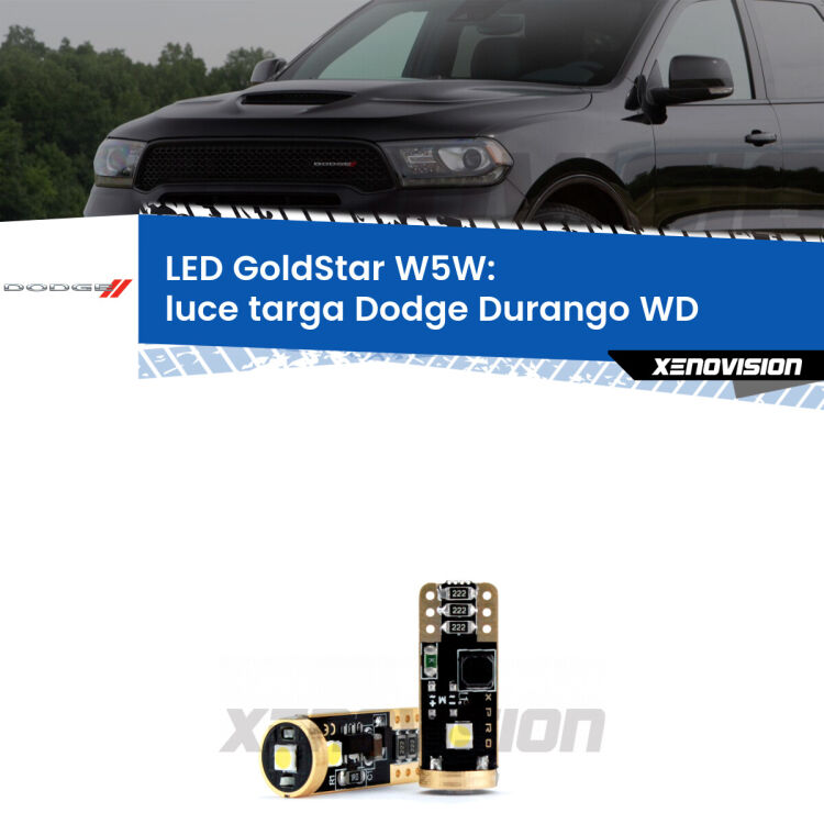 <strong>Luce Targa LED Dodge Durango</strong> WD 2010 - 2014: ottima luminosità a 360 gradi. Si inseriscono ovunque. Canbus, Top Quality.