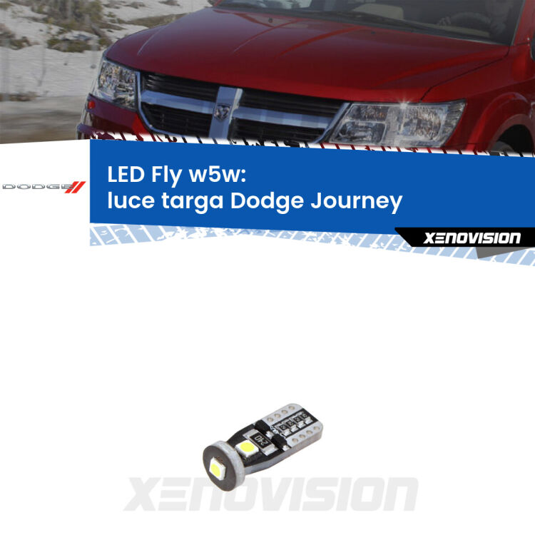 <strong>luce targa LED per Dodge Journey</strong>  2008 - 2015. Coppia lampadine <strong>w5w</strong> Canbus compatte modello Fly Xenovision.