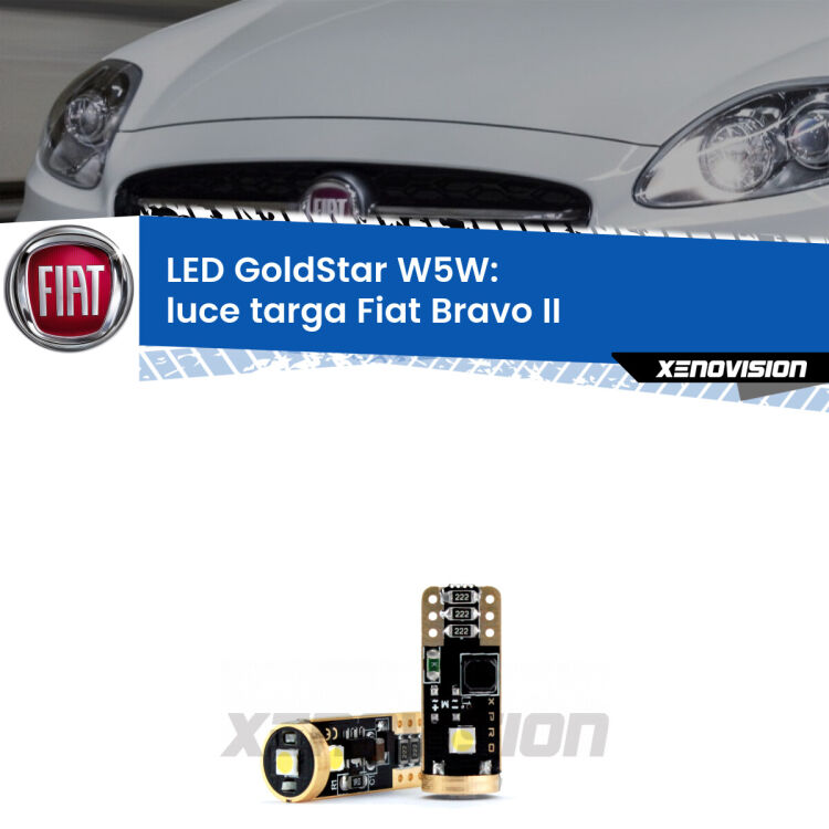 <strong>Luce Targa LED Fiat Bravo II</strong>  2006 - 2014: ottima luminosità a 360 gradi. Si inseriscono ovunque. Canbus, Top Quality.