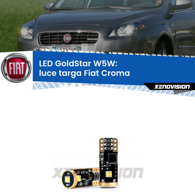 <strong>Luce Targa LED Fiat Croma</strong>  2005 - 2010: ottima luminosità a 360 gradi. Si inseriscono ovunque. Canbus, Top Quality.