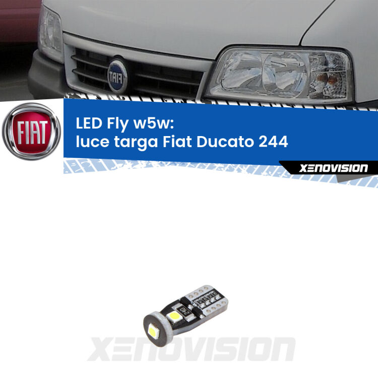 <strong>luce targa LED per Fiat Ducato</strong> 244 2002 - 2006. Coppia lampadine <strong>w5w</strong> Canbus compatte modello Fly Xenovision.