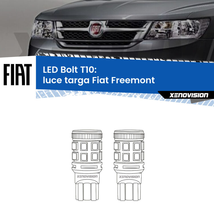 0 Luce Targa LED Fiat Freemont 2011 - 2016: T10 Bolt <strong>Luce Targa LED per Fiat Freemont</strong> 2011 - 2016. Coppia lampade <strong>T10</strong> modello Bolt canbus.
