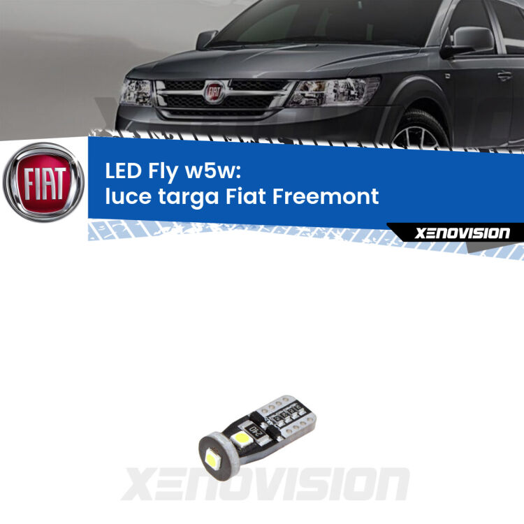<strong>luce targa LED per Fiat Freemont</strong>  2011 - 2016. Coppia lampadine <strong>w5w</strong> Canbus compatte modello Fly Xenovision.
