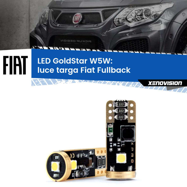 0 Luce Targa LED Fiat Fullback 2016 - 2019: T10 GoldStar <strong>Luce Targa LED Fiat Fullback</strong> 2016 - 2019: ottima luminosità a 360 gradi. Si inseriscono ovunque. Canbus, Top Quality.