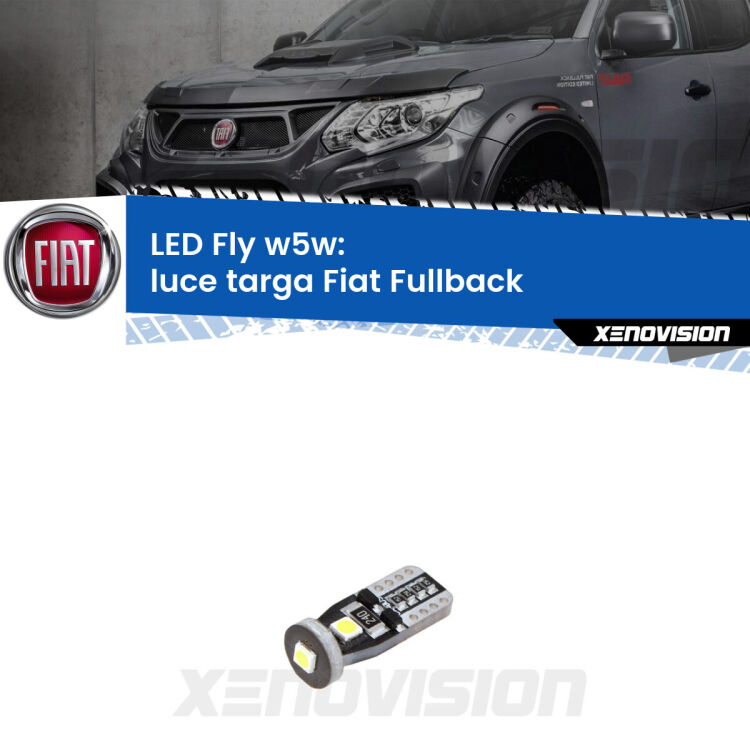 <strong>luce targa LED per Fiat Fullback</strong>  2016 - 2019. Coppia lampadine <strong>w5w</strong> Canbus compatte modello Fly Xenovision.