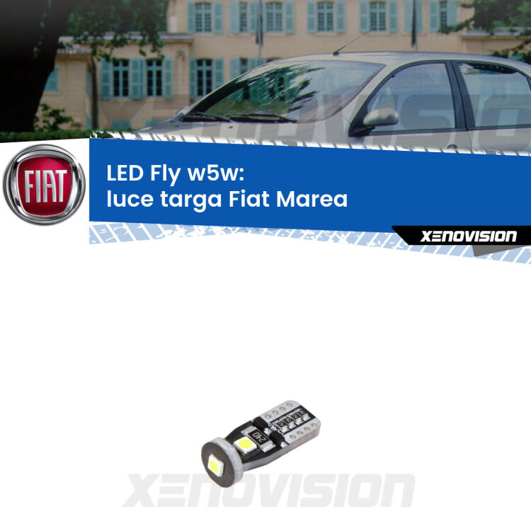 <strong>luce targa LED per Fiat Marea</strong>  1996 - 2002. Coppia lampadine <strong>w5w</strong> Canbus compatte modello Fly Xenovision.