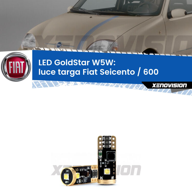<strong>Luce Targa LED Fiat Seicento / 600</strong>  1998 - 2010: ottima luminosità a 360 gradi. Si inseriscono ovunque. Canbus, Top Quality.