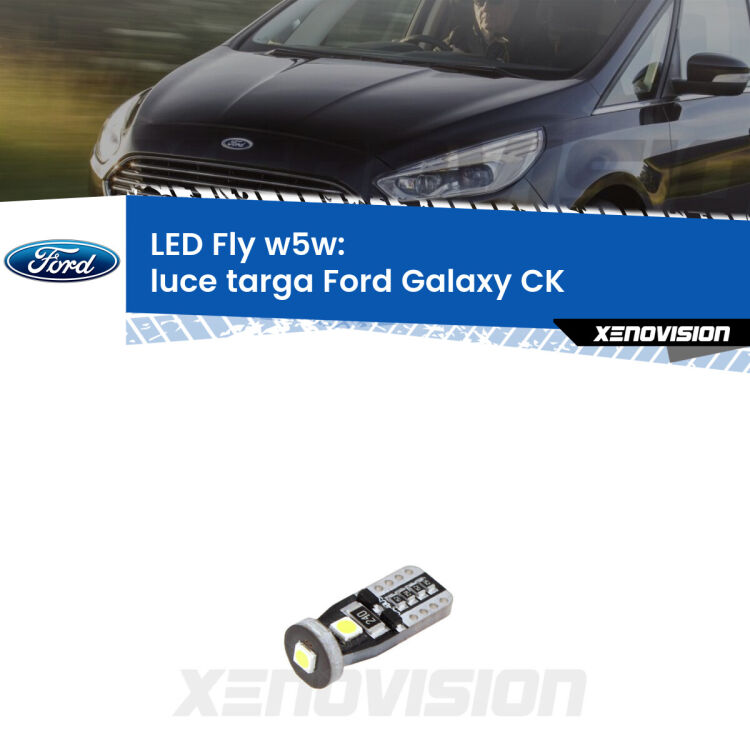 <strong>luce targa LED per Ford Galaxy</strong> CK 2015 - 2018. Coppia lampadine <strong>w5w</strong> Canbus compatte modello Fly Xenovision.