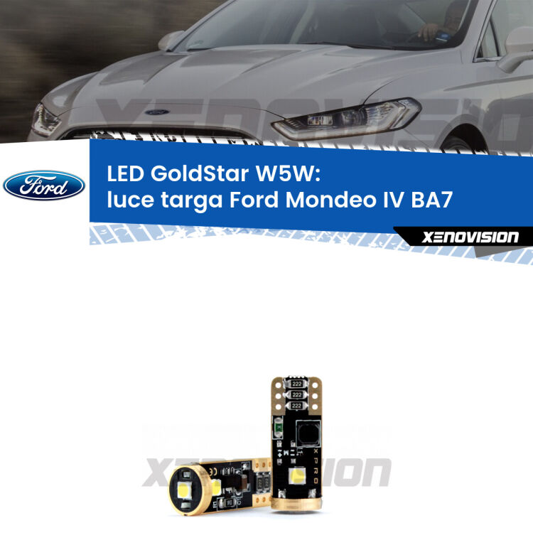 <strong>Luce Targa LED Ford Mondeo IV</strong> BA7 2007 - 2015: ottima luminosità a 360 gradi. Si inseriscono ovunque. Canbus, Top Quality.