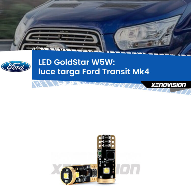 <strong>Luce Targa LED Ford Transit</strong> Mk4 2014 in poi: ottima luminosità a 360 gradi. Si inseriscono ovunque. Canbus, Top Quality.