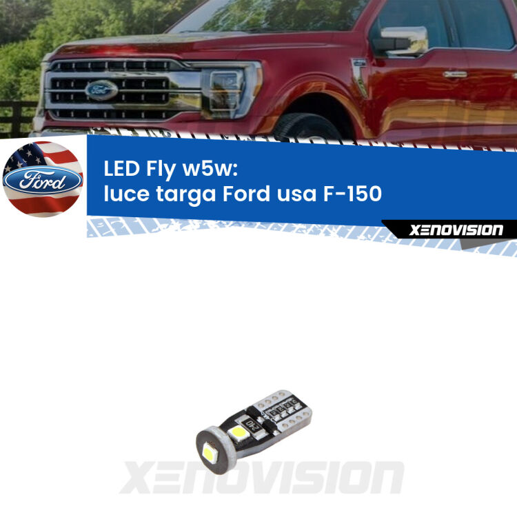 <strong>luce targa LED per Ford usa F-150</strong>  2003 - 2007. Coppia lampadine <strong>w5w</strong> Canbus compatte modello Fly Xenovision.