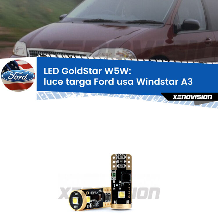 <strong>Luce Targa LED Ford usa Windstar</strong> A3 1995 - 2000: ottima luminosità a 360 gradi. Si inseriscono ovunque. Canbus, Top Quality.