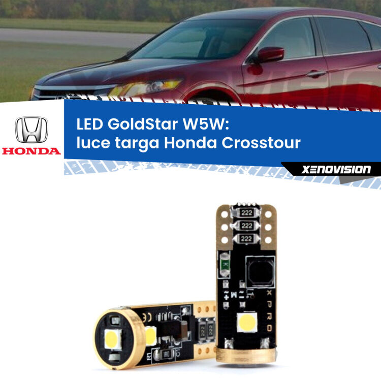 0 Luce Targa LED Honda Crosstour 2010 - 2015: T10 GoldStar <strong>Luce Targa LED Honda Crosstour</strong> 2010 - 2015: ottima luminosità a 360 gradi. Si inseriscono ovunque. Canbus, Top Quality.