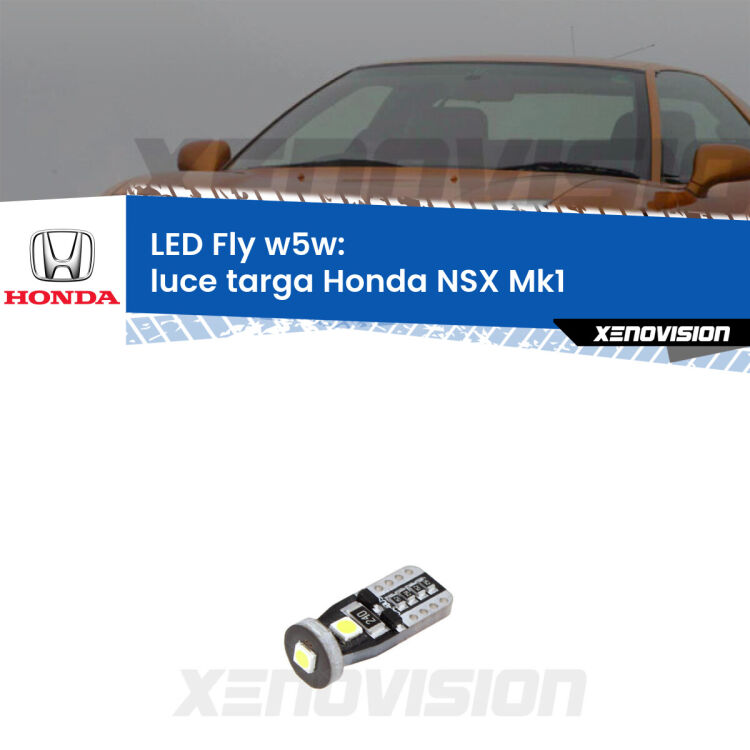 <strong>luce targa LED per Honda NSX</strong> Mk1 1990 - 2005. Coppia lampadine <strong>w5w</strong> Canbus compatte modello Fly Xenovision.