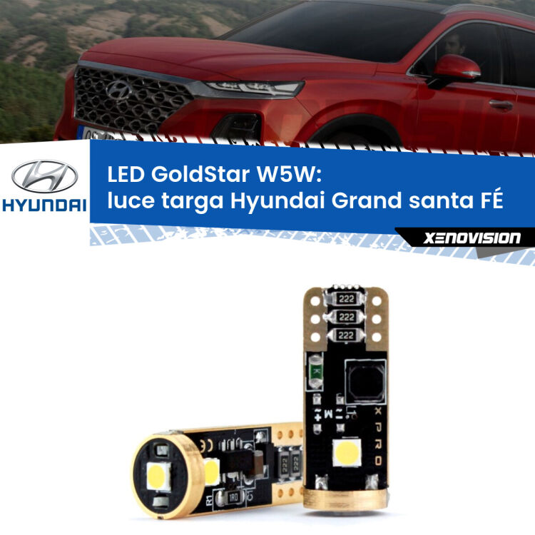 0 Luce Targa LED Hyundai Grand santa FÉ  2013 in poi: T10 GoldStar <strong>Luce Targa LED Hyundai Grand santa FÉ</strong>  2013 in poi: ottima luminosità a 360 gradi. Si inseriscono ovunque. Canbus, Top Quality.