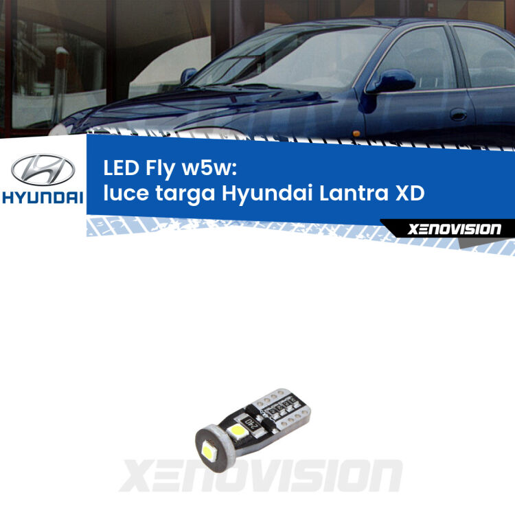 <strong>luce targa LED per Hyundai Lantra</strong> XD 2000 - 2003. Coppia lampadine <strong>w5w</strong> Canbus compatte modello Fly Xenovision.