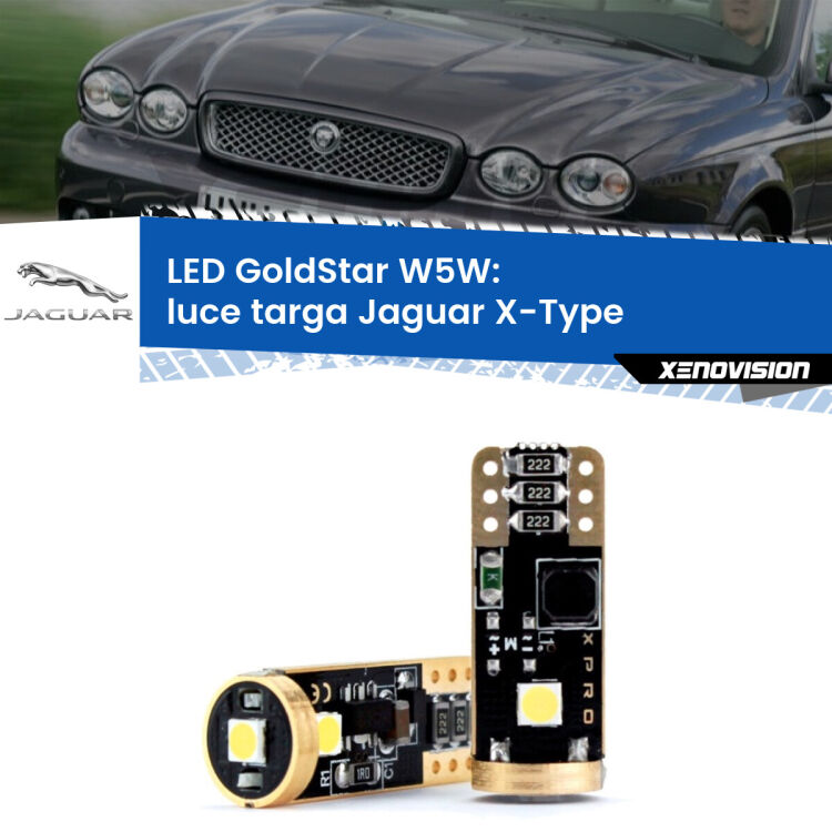 0 Luce Targa LED Jaguar X-Type 2001 - 2009: T10 GoldStar <strong>Luce Targa LED Jaguar X-Type</strong> 2001 - 2009: ottima luminosità a 360 gradi. Si inseriscono ovunque. Canbus, Top Quality.